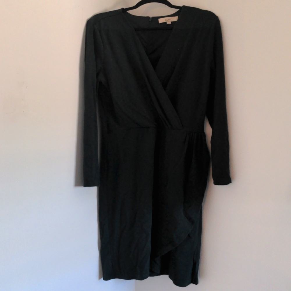 LOFT Green Bodycon Mini Wrap Dress